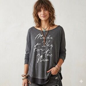 Abercrombie & Fitch Womens S Gray Graphic Tee Long Sleeve Make Way For The New \
